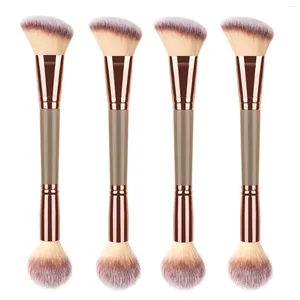 Makeup Brushes 4st Buffing Home Double Ended Highlight Powder Brush Fluffy Soft Hair Easy Grip Blusher Tool Salon Portable Professional