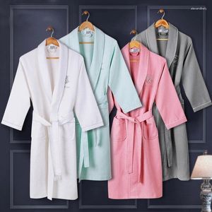 Womens Sleepwear Women Cotton Terry Bath Robe Suck Water El Spa Towel Bathrobe Plus Size Men Kimono Long Lovers Dressing Gowns