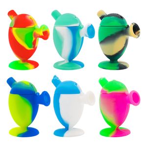 Tubo de silicone dos desenhos animados com tigela de vidro produto comestível para tabaco seco erva queimador de óleo cachimbos cachimbos cera dab rigs