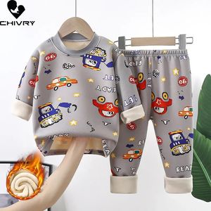 Pajamas Autumn Winter Kids Thicken Warm Pajamas Baby Boys Girls Cartoon Long Sleeve Pyjamas Toddler Sleepwear Clothing Sets 231207