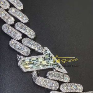 Mode smycken lyx VVS Moissanite Diamond 925 Sterling Silver Cuban Link Chain