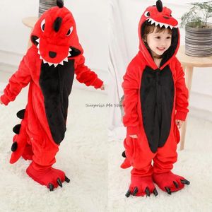 Macacão Red Dinosaur Onesie Kids Kigurumi Pijama Bebê Meninas Animal Macacão Macacão Dos Desenhos Animados Cosplay Traje Pijama Menino Pijama 231208