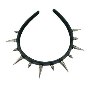 Headbands Fashion Spike Headband Rivets Hair Bands Punk Goth Cosplay Headdress for Men Women Black Silver Halloween 2023 231207