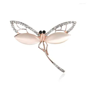 Brooches TODOX Opal Stone Brooch Fashion Rhinestone Exquisite Lovely Cartoon Crystal-encrusted Concise Dragonfly Animal Insect Pins Party