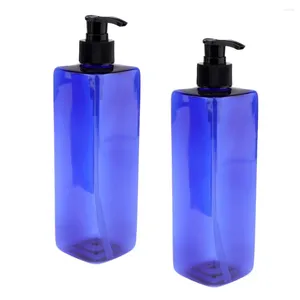 Makeup Brushes 2 Ml Bottles With Pump Dispensers Refillable Lotion Liquid Soap Blue Tops