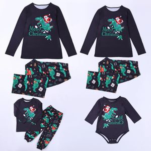 Família combinando roupas 2 peças pijamas conjunto solto ajuste dinossauro impresso pai filho vestido casual cintura elástica estilo natal roupa de dormir 231207