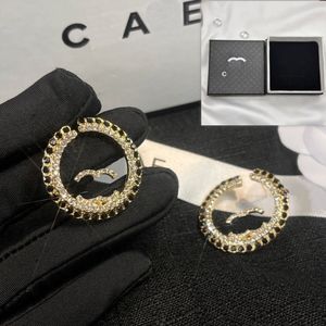 Elegant Women Diamond Letter Earring Classic Designer Hoop Earrings Boutique Wedding Birthday Jewelry Stud new Black White Luxury Love Gift Earrings With Box