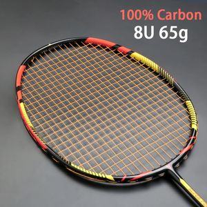 Corda de badminton ultraleve 8u 65g carbono raquete profissional cordas saco amarrado multicolor z velocidade força raket rqueta padel 2230lbs 231208
