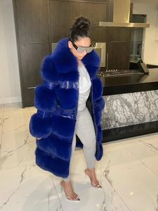 Women s Fur Faux RR2831 Two Ways Wear Long Coat Stand Collar Sleeve Fake Winter Jackets Waist Zipper 231207