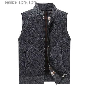Men's Vests Winter Mens Sweater Vests Thick Fleece Knitted Cardigan Waistcoat Male Casual Sweater Vest for Men Sleeveless Mens Clothes 2022 Q231208