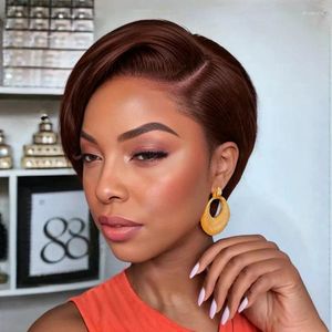 Luvkiss Trendy Limited Design #4 Brown Pixie Cut Bob Wig 13x4 HD Lace Frontal Human 180% Density Hair Wigs