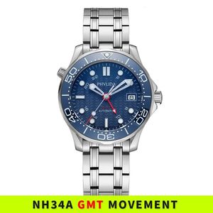 Watch Bands Phylida 41mm Men S NH34A GMT Blue Black Wave Dial Automatic Sapphire Crystal 20atm SE BL34 231208