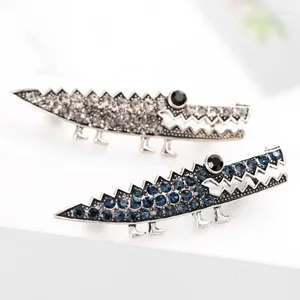 Broches coreano menina bonito retro simples liga strass crocodilo broche pino para mulheres moda chapéu corsage jóias acessórios atacado