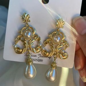 Charm Retro Luxury Baroque Bride Earring For Women Euramerican Vintage Pop Pearl Earrings 231208