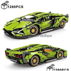 Bloki 1280pcs Technical 114 Sian S Sports Car Building MOC City Speed ​​pojazd zgromadzenie cegieł dla dzieci chłopców upuszcza prezenty dostawy dhgsb