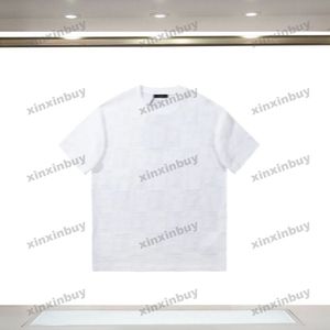 xinxinbuy men designer tee tシャツタオル刺繍レターチェッカーボード短袖