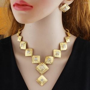 Halskette Ohrringe Set Afrikanischer Schmuck Goldfarbe Für Damen Hochzeitskleid Accessoires Sexy
