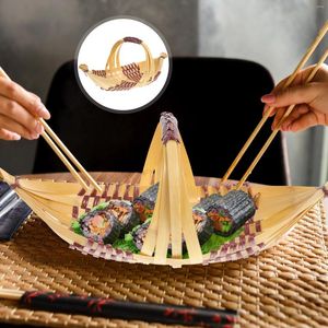 Pratos decorativos cesta de tecido servindo bandeja restaurante sushi sobremesa suporte sashimi prato japonês