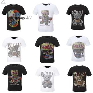 Designer designer Plain Hot Plain Pleins Phillip Designer Phillip Camisas Homens Philipps T-shirt Homens PP Crânio Diamante Manga Curta Dollar Bear Tiger Bra 834