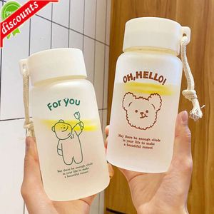 Upgrade Bear Tumbler Summer Portable Outdoor Water Bottle Clear Frosted Water Cup Simple Fresh Gift Cup for Male Female Students