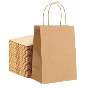 Present Wrap Kraft Paper Bags 25st 59x314x82 tum Small With Handtag Party Shopping Brown Retail7968561