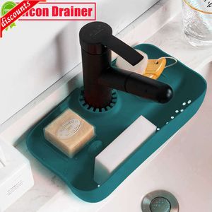 Uppgradera Ny Silicon Sink Drainer Kitchen kran Svamp Rag Holder Rack Anti-Splash förvaring Stand Badrums tvålarrangör Hylla Torkhylla