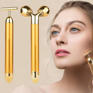 2 in 1 Gesichtsmassagegerät Golden Facial Electric 3D Roller T Shape Arm Eye Nose Massager Device Skin Care Tool
