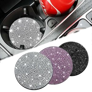 New 2PCS Diamond Car Coaster Water Cup Slot Non-Slip Mat Silica Gel Pad Cup Holder Mat Car Gadget Bling Car Accessories for Woman