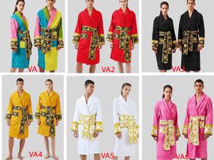 AAAACotton Men Women Bathrobe Sleepwear Long Robe Designer Letter Print Couples Sleeprobe Nightgown Winter Warm Unisex Pajamas 7 colors