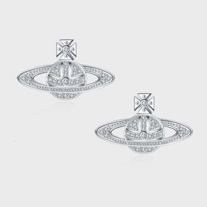 デザイナー高品質の純粋なsier皇后ダウガー土星インターネットの有名人の気質とニッチなデザインの耳を持つ女性のためのフルダイヤモンド散らばられたイヤリング