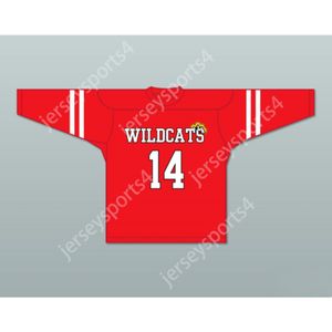 Custom Troy Bolton 14 East High School Wildcats Red Hockey Jersey Design 2 NOWOŚĆ TOP STITCHED S-L-XL-XXL-3XL-4XL-5XL-6XL