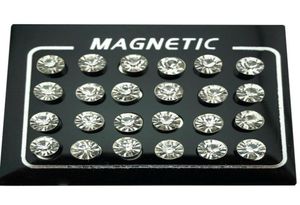 Stud REGELIN 12 Pair lot 4 5 6 7mm Round Crystal Rhinestone Magnet Earring Puck Women Mens Magnetic Fake Ear Plug Jewelry229S3207222