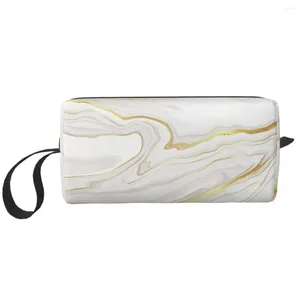 Kosmetiska väskor lyxguld marmor makeup väska påse dragkedja virvla resor toalettartikel liten förvaring
