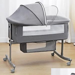 Baby Cribs uiuwoo sängkläder för 3 i 1 bassinet med stor krökningsvagga justerbar och rörlig säng myggnät släpp leverans dhv28