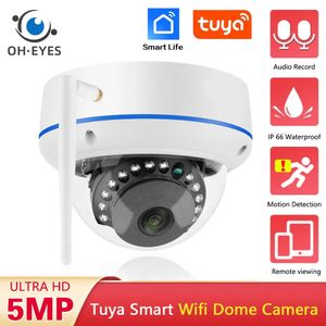 Dome Cameras Tuya 5MP Wifi IP Dome Camera Outdoor Home Audio Record Wireless CCTV Security Camera Indoor Smart Life Video Surveillance Cam 2K 231208