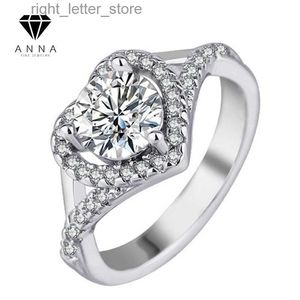 Con pietre laterali 1 anello con diamante Moissanite a forma di cuore argento sterling 925 placcato platino fede nuziale promessa per le donne gioielli da sposa YQ231209