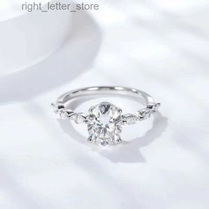 Med sidogenar passera diamanttest Real Moissanite 7*9mm D Color 2CT Ring Sterling Silver S925 Luxury Wedding Rings utsökta kvinnliga smycken YQ231209
