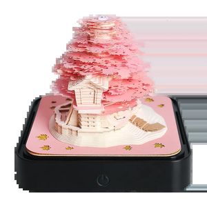 Calendário Omoshiroi Bloco 3D Bloco de Notas Sakura Treehouse 3D Calendário 2024 3D Memo Pad Bloco Notas Escritórios Notas de Papel Presente de Aniversário de Natal 231208