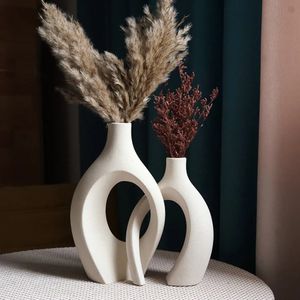 Vase Capiron Luxury Decorative Ceramic Vase Home Decoration Accessories Nordic Flower House Interior Living Room Tabletop Modern Art 231208