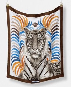 Scarves Twill Silk Scarf Woman Bandana Brand Design Tiger Printed Square 53CM Small Hijab Foulards Lady Tie Headband Neckerchief1595786