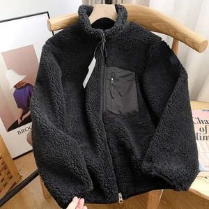 2023 Mode C Spring och Autumn New Explosive Zipper Loose Stand Collar Par Windproof Pocket Warm Lamb Wool Fe A Who Wholesale 2 Pieces 10% Dicount