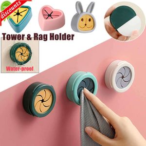 Upgrade New Towel Rag Holder Punch Free Silicon Bathroom Organizer Hook Wall Adhesive Rack Towel Holder Wash Cloth Clip Multi-purpose Hook