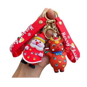 Party Favor New Christmas Keychain Old Man Snowman Design 3D Cartoon Rubber Pendant Tree Decorative Bottle Gift Bag Drop Delivery Home Dhxjz