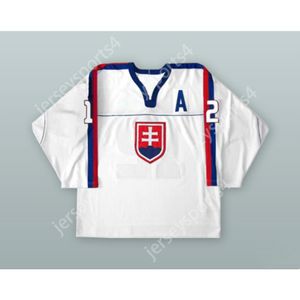 Özel Peter Bondra 12 Slovakya Milli Takımı Beyaz Hokey Jersey Yeni En İyi Dikişli S-M-L-XL-XXL-3XL-4XL-5XL-6XL