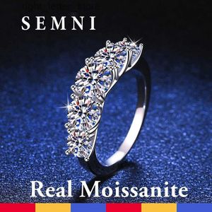 Med sidogenar Semni 3.6ct Full Moissanite Diamond Engagement Rings for Women S925 Sterling Silver 5 Gemstone Sparkling Band Gift Christmas YQ231209