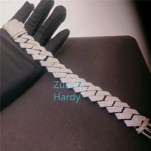 Shining Men Bracelet 18mm 4 Rows Moissanite Diamond Iced Out Cuban Link Bracelet