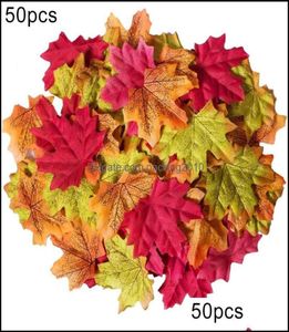 Декоративные праздничные принадлежности для дома и сада, декоративные цветы, венки, 50 шт., искусственные реалистичные осенние имитации осенних листьев Weddin3691912