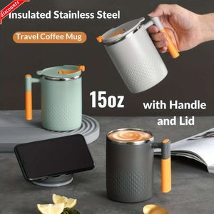 Upgrade 15oz Stainless Steel Insulated Vacuum Cup Mug Stainless Steel Coffee Mug Double Wall Vacuum Removable Tumbler Cup With Lids
