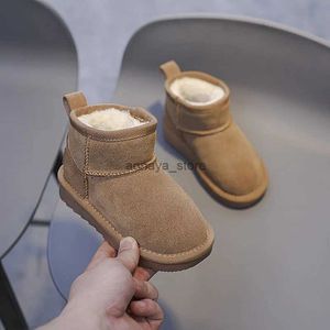 Botas 2023 inverno bebê meninas meninos botas de neve quente pelúcia crianças de alta qualidade sapatos de algodão acolchoado couro genuíno anti-escorregadio crianças botas l231209