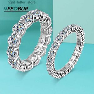 Mit Seitensteinen 3 mm 5 mm D-Farbe Moissanit Voll-Ewigkeitsring Verlobungsring Ehering mit GRA 925 Sterling Silber Ringe für Frauen Edlen Schmuck YQ231209